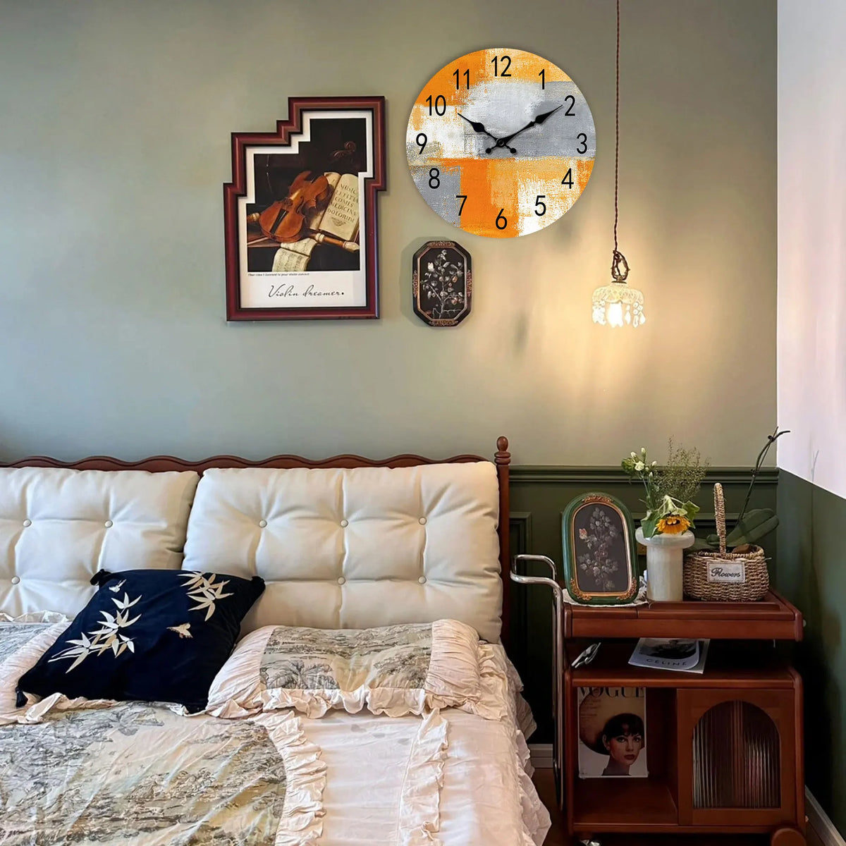 Orologio da parete astratto arancione grigio