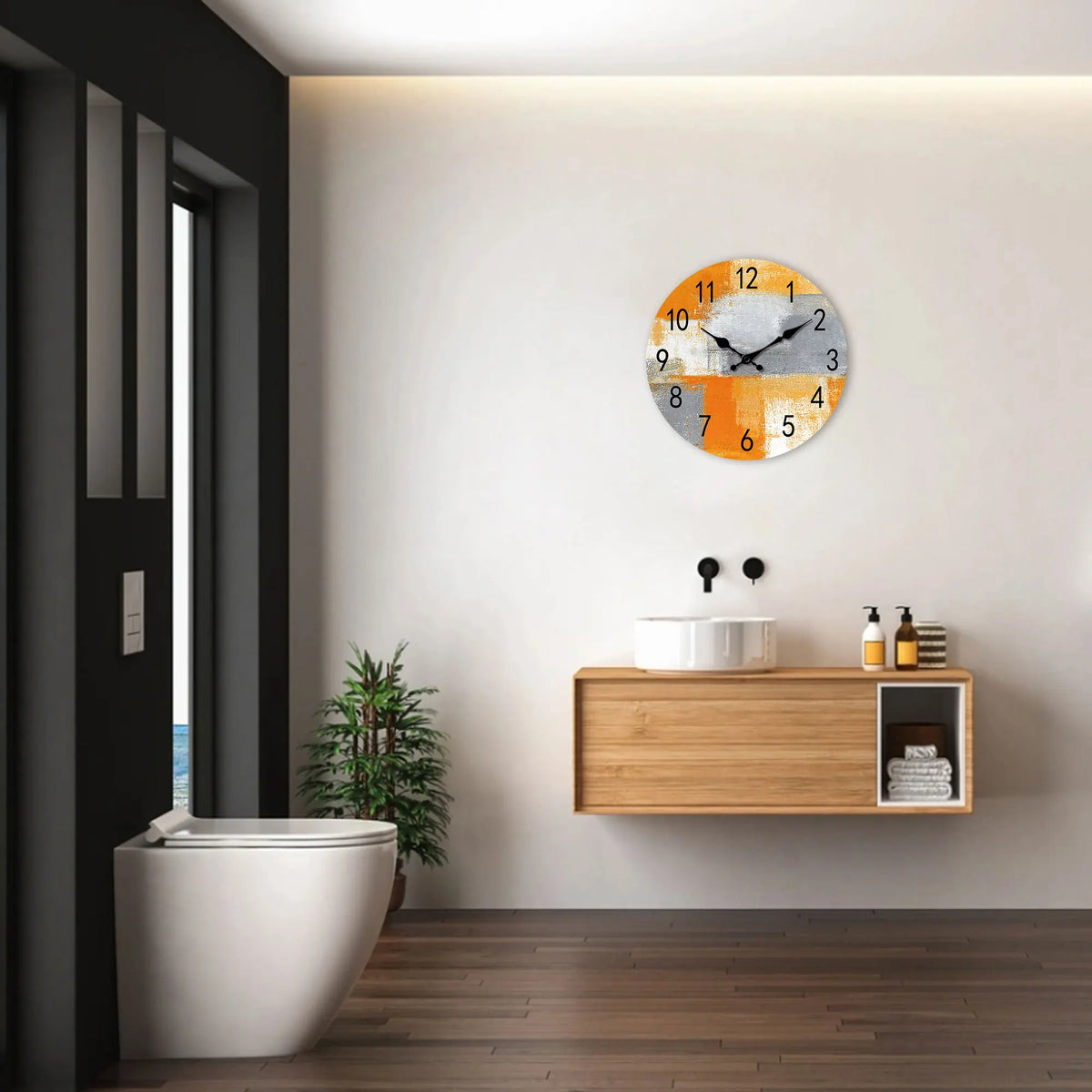 Orologio da parete astratto arancione grigio