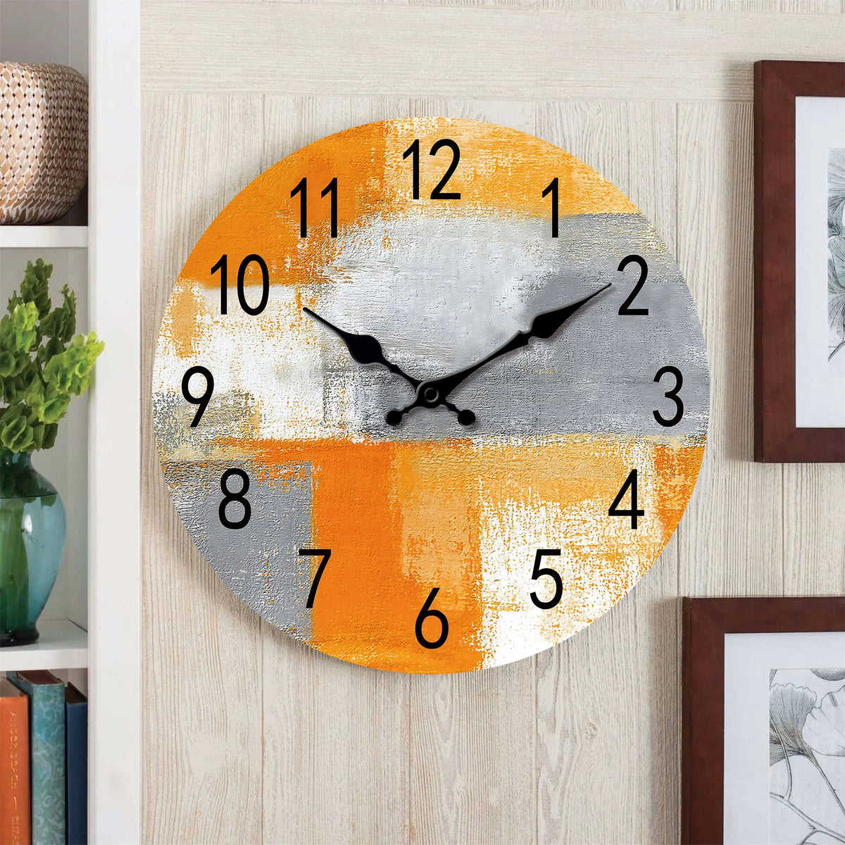 Orologio da parete astratto arancione grigio