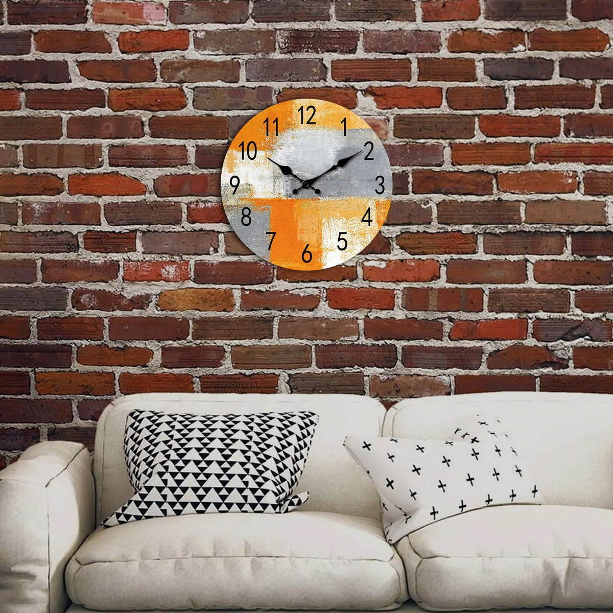 Orologio da parete astratto arancione grigio