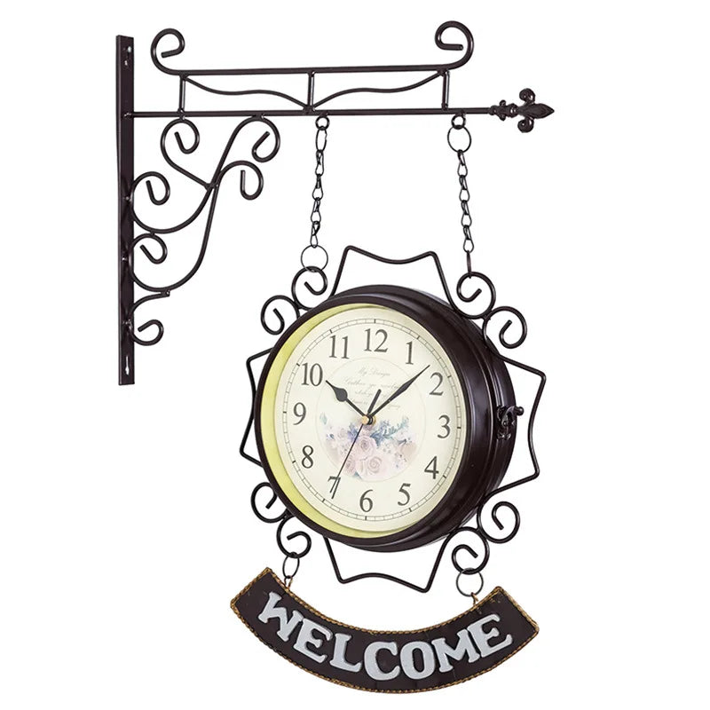 Orologio da parete bifacciale tema stazione