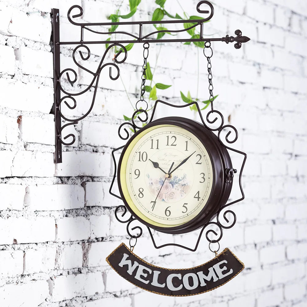 Orologio da parete bifacciale tema stazione