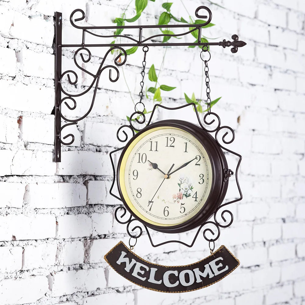 Orologio da parete bifacciale tema stazione