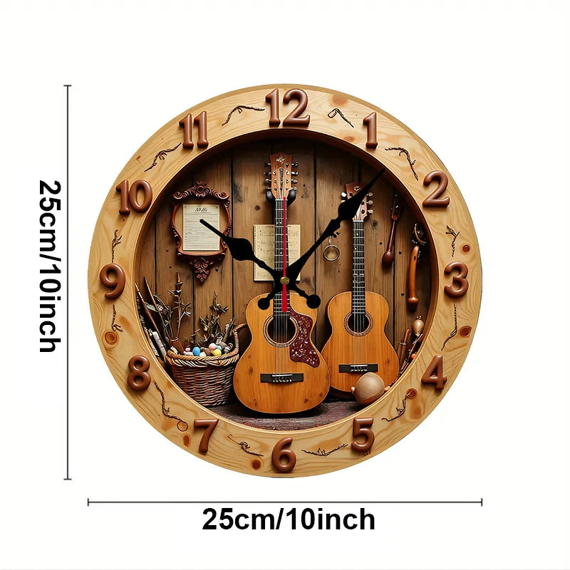 Orologio da parete chitarra legno silenzioso