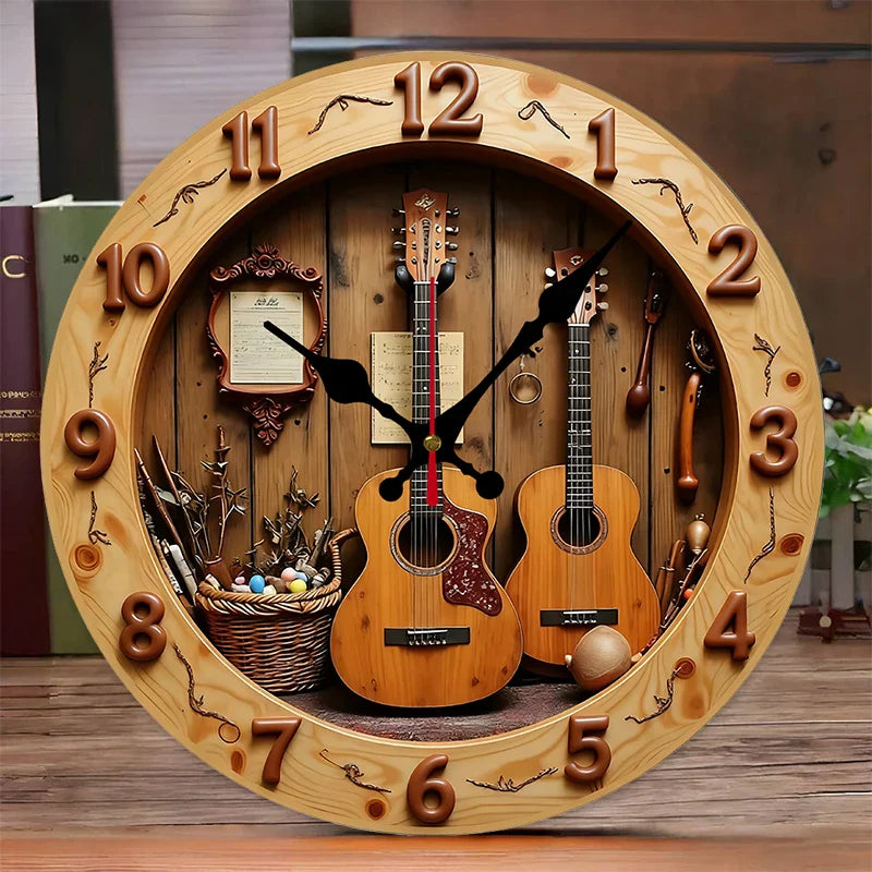 Orologio da parete chitarra legno silenzioso