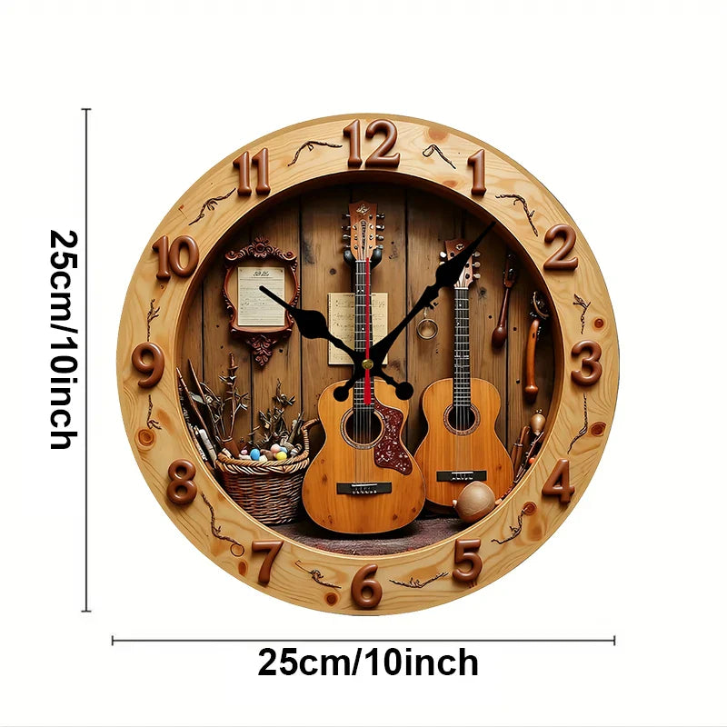 Orologio da parete chitarra legno silenzioso