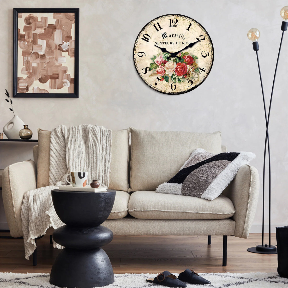 Orologio da parete con motivo a roses