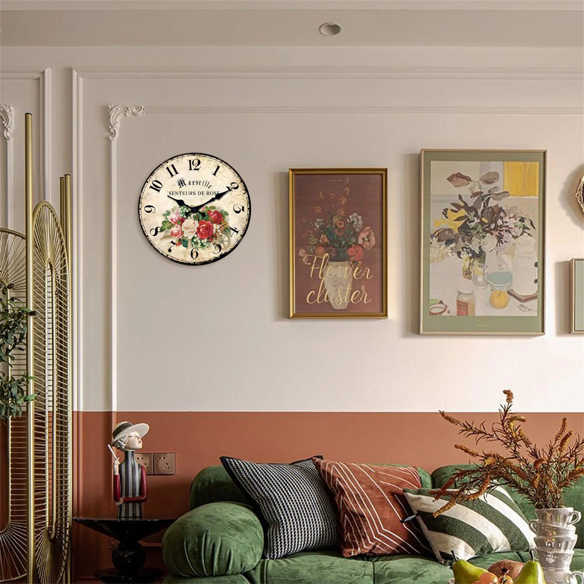 Orologio da parete con motivo a roses