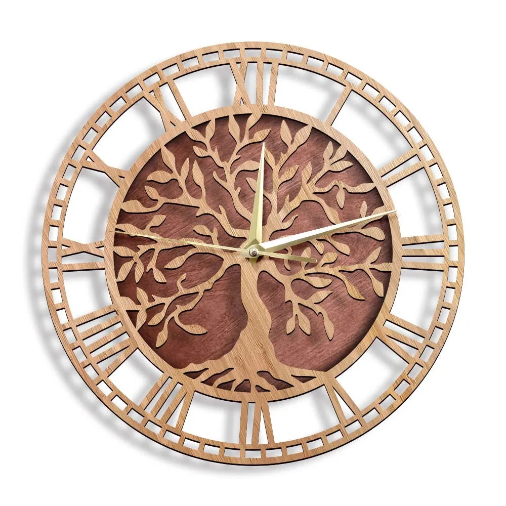 Orologio da parete in legno albero della vita