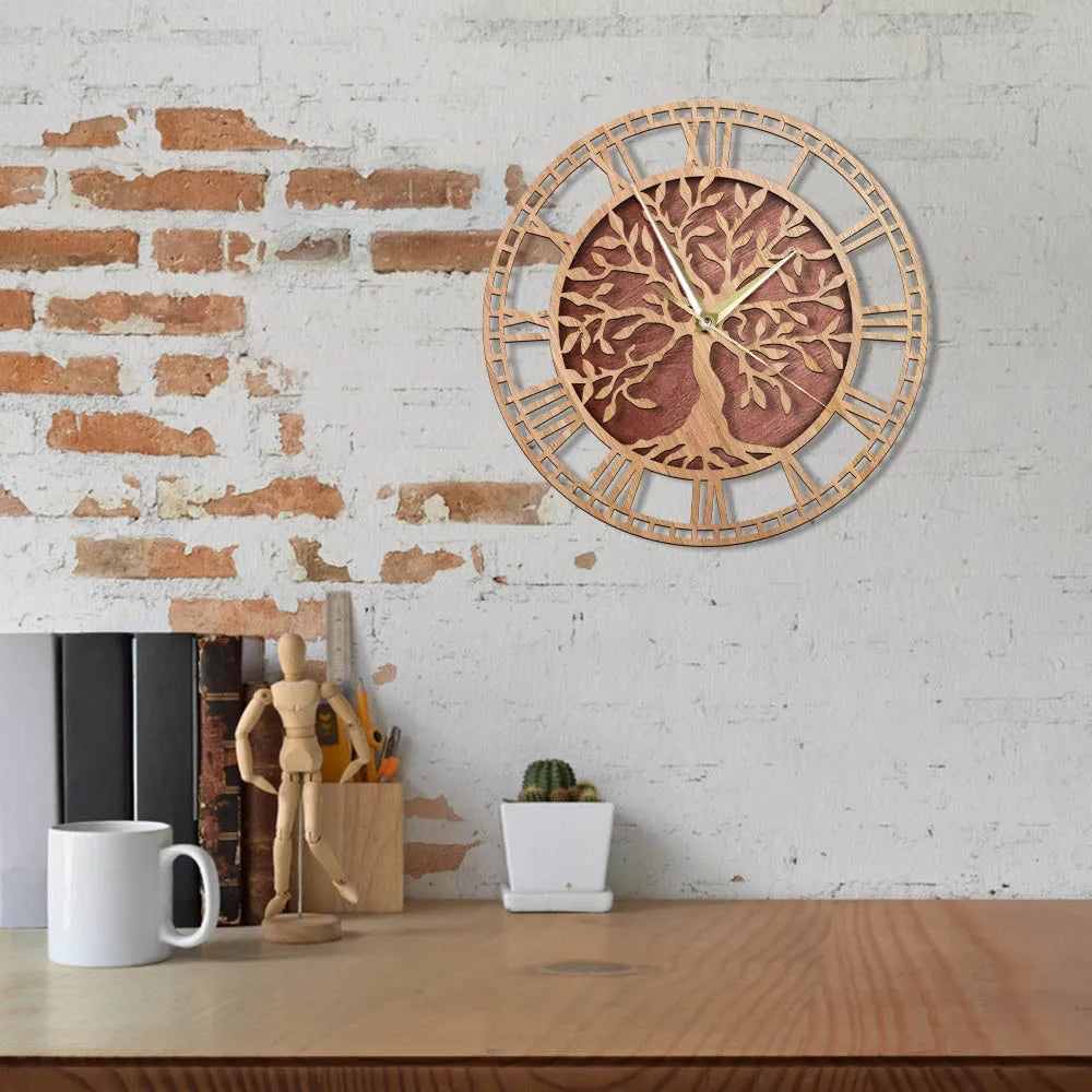 Orologio da parete in legno albero della vita