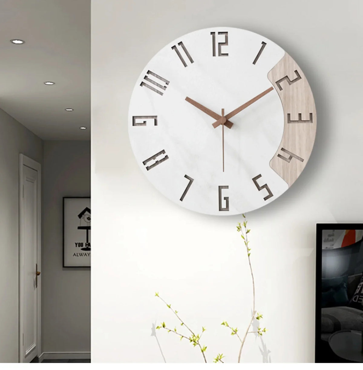 Orologio da parete in legno bianco