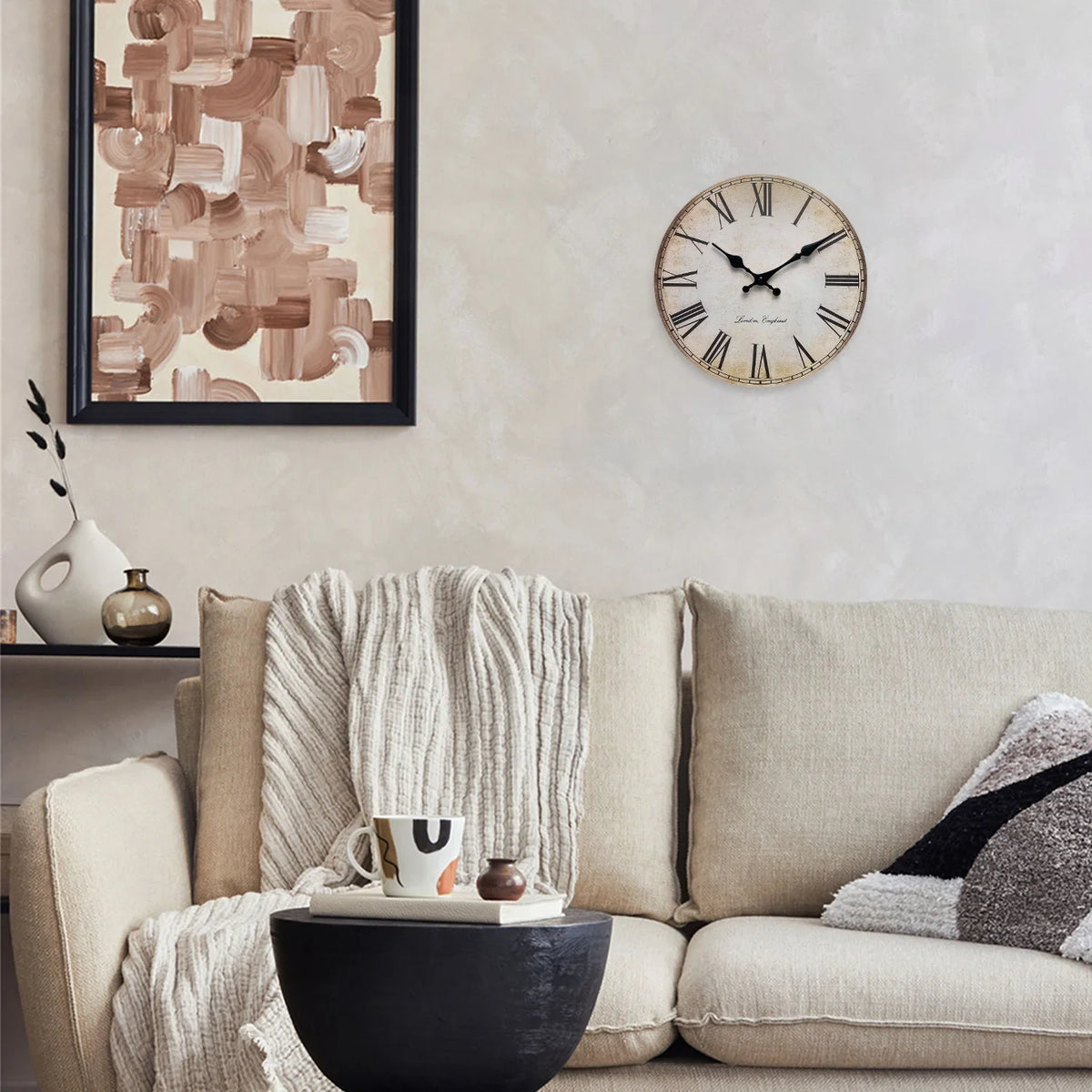 Orologio da parete in legno con numeri romani