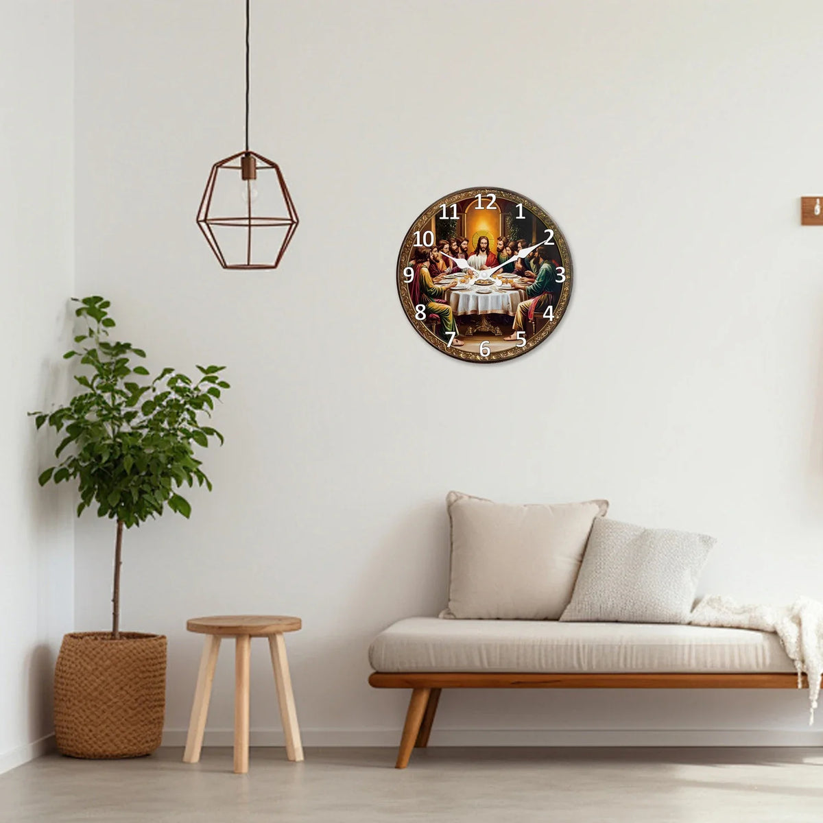 Orologio da parete in legno religioso