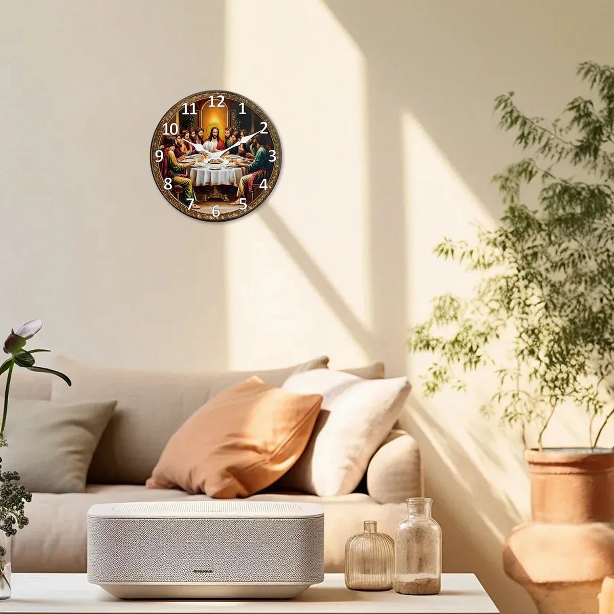 Orologio da parete in legno religioso