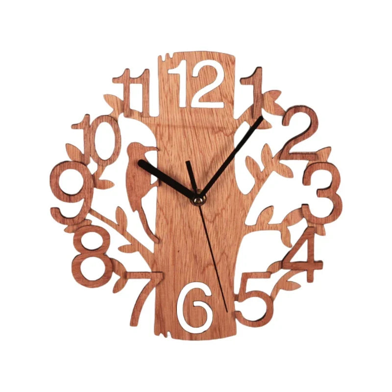 Orologio da parete in legno stile foresta