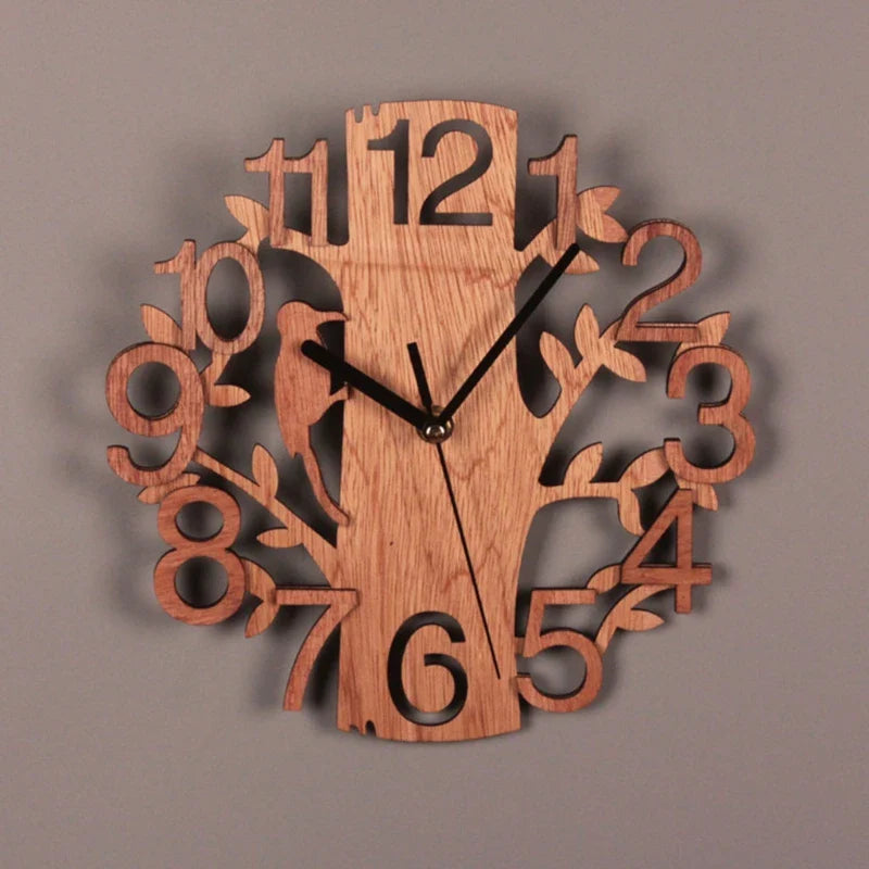Orologio da parete in legno stile foresta