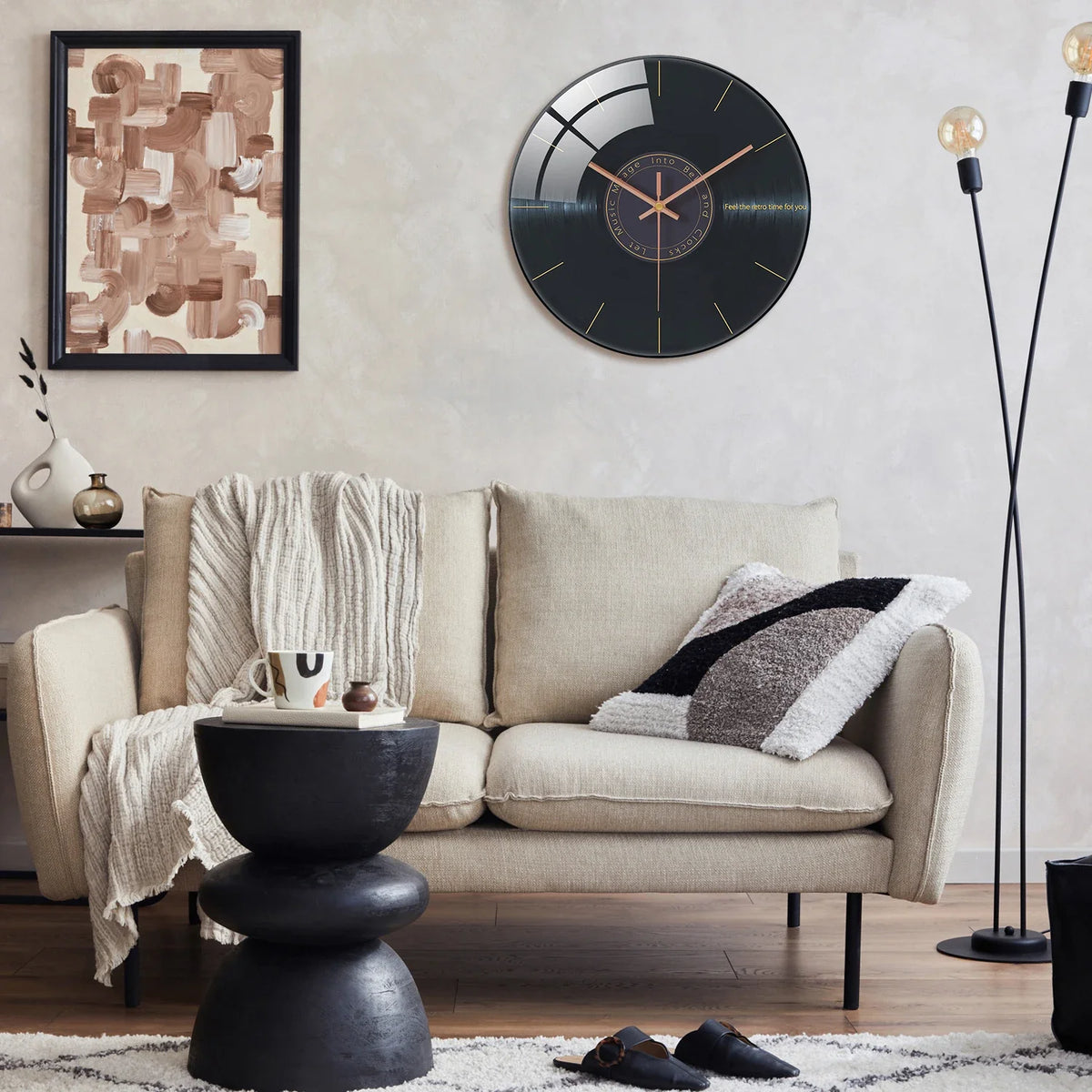 Orologio da parete in vetro disco vinile