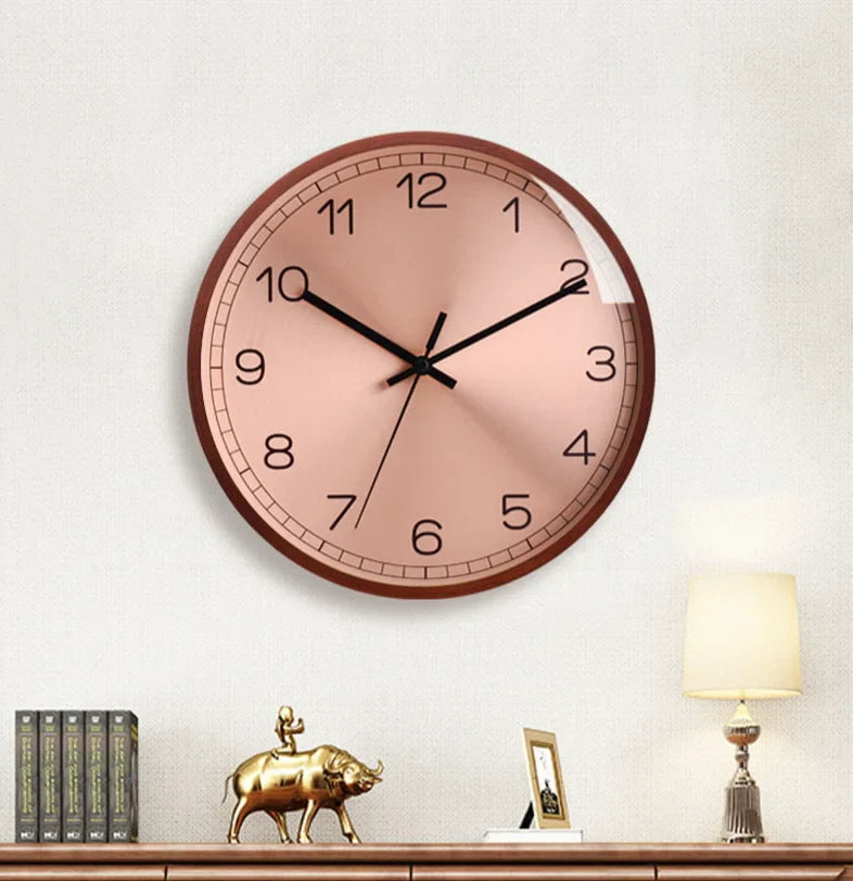 Orologio da parete legno massello oro rosa