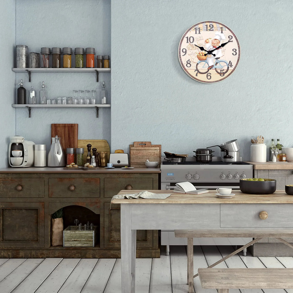 Orologio da parete per cucina in legno