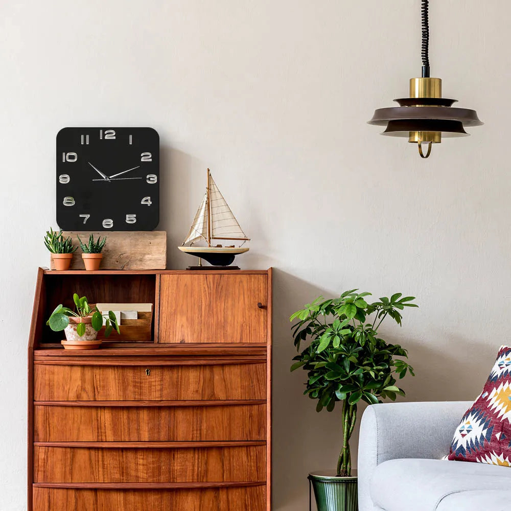 Orologio da parete quadrato in vetro