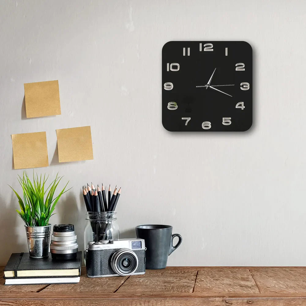 Orologio da parete quadrato in vetro