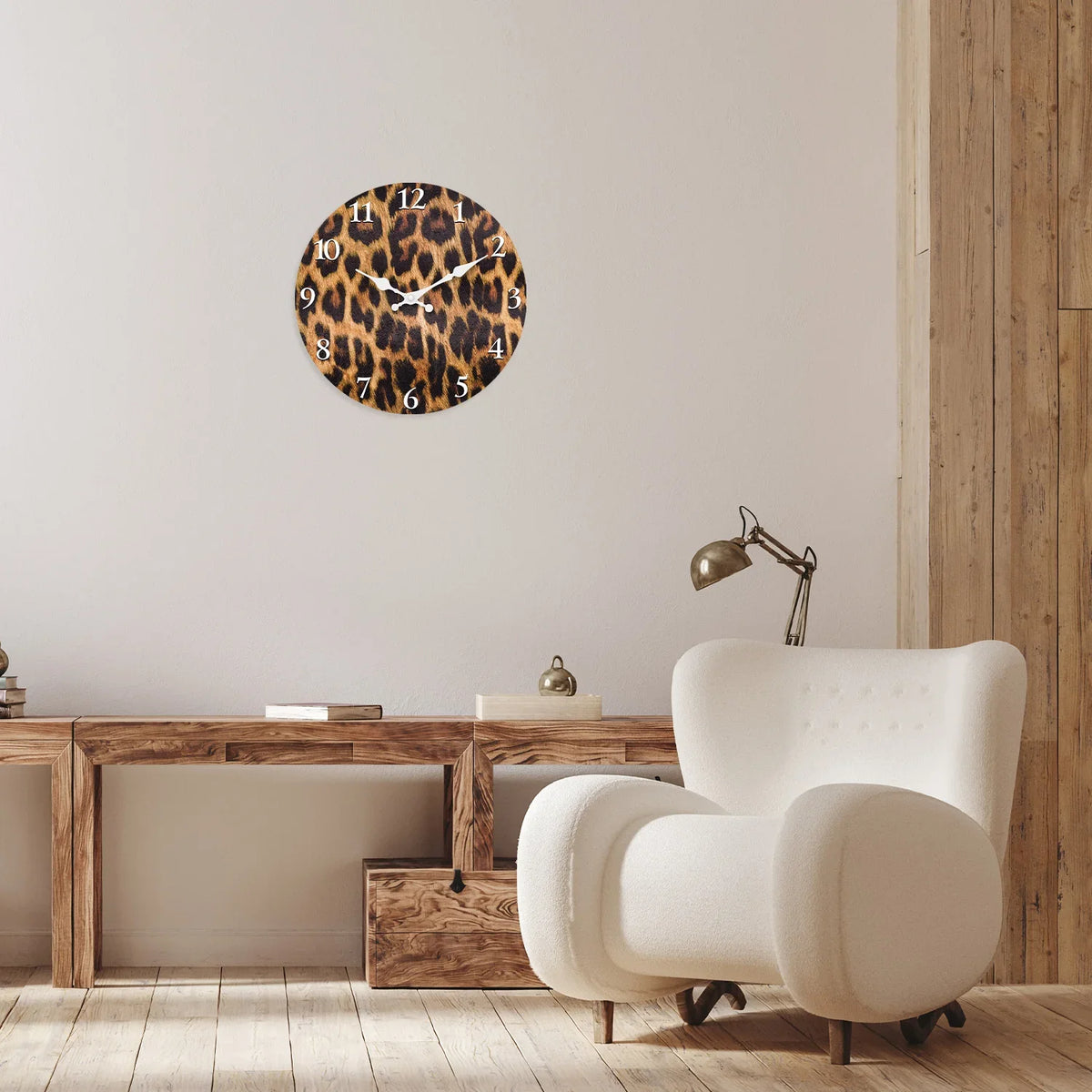 Orologio in legno fantasia leopardo