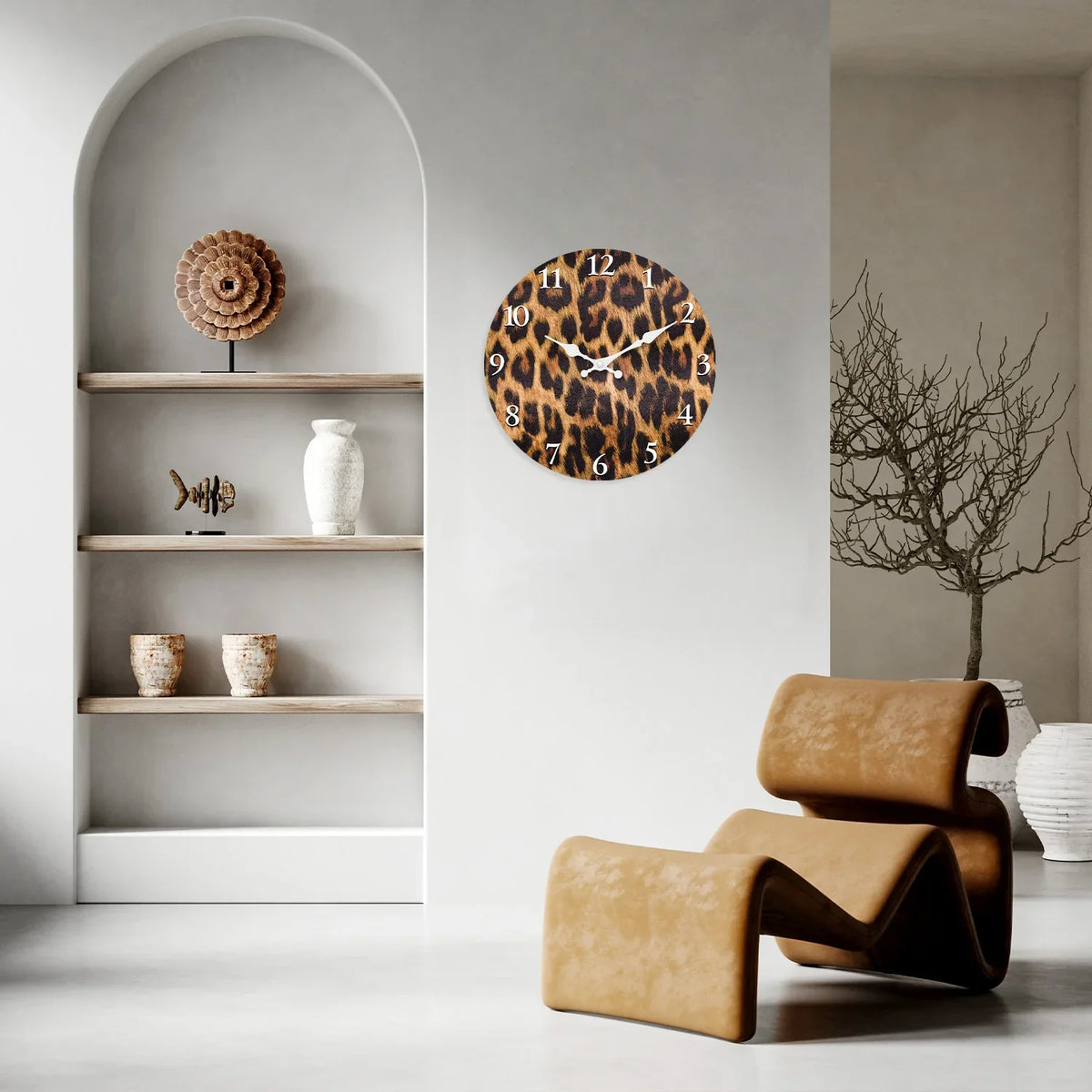 Orologio in legno fantasia leopardo